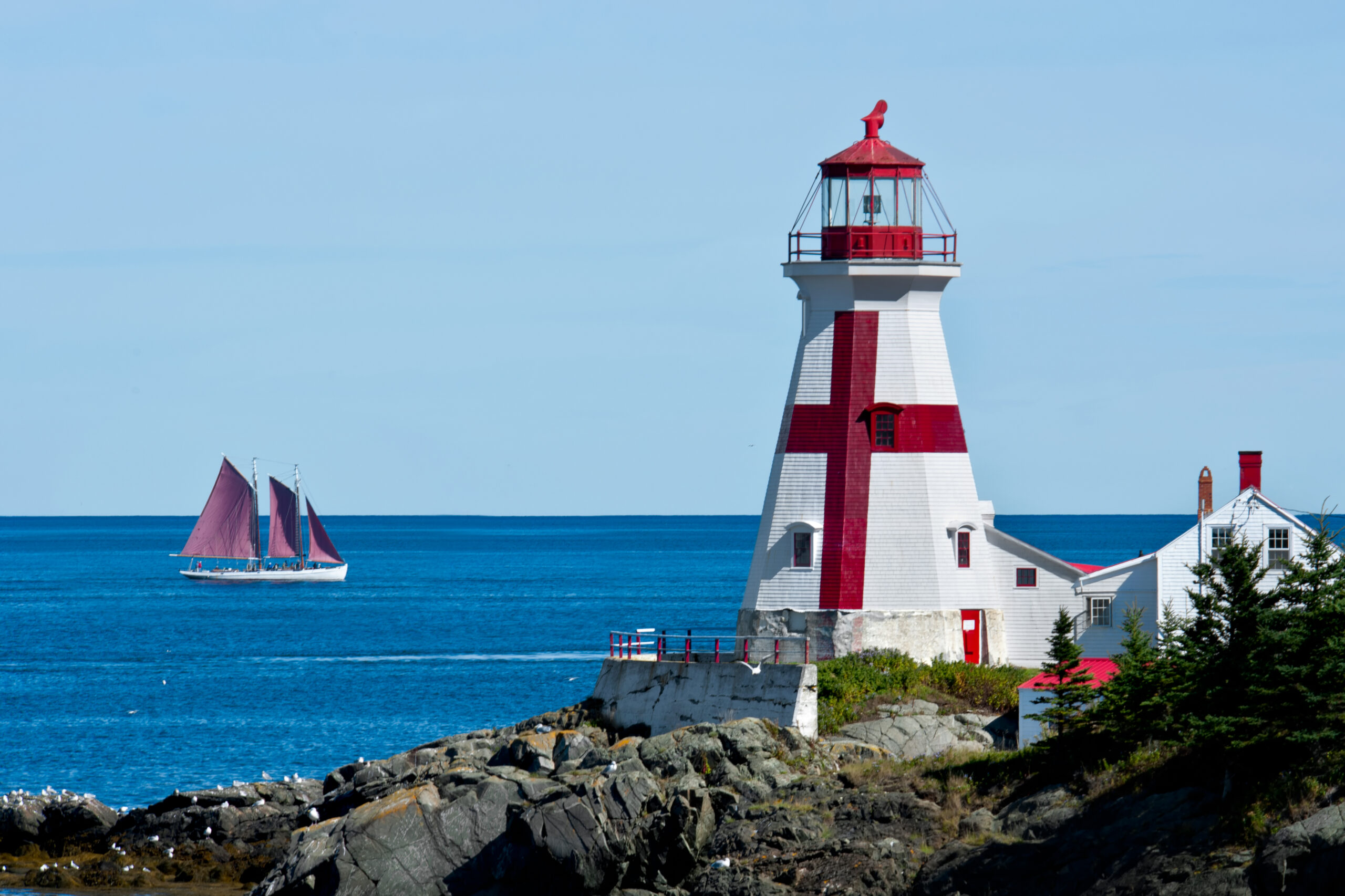 A lighthouse located on the eastern coast